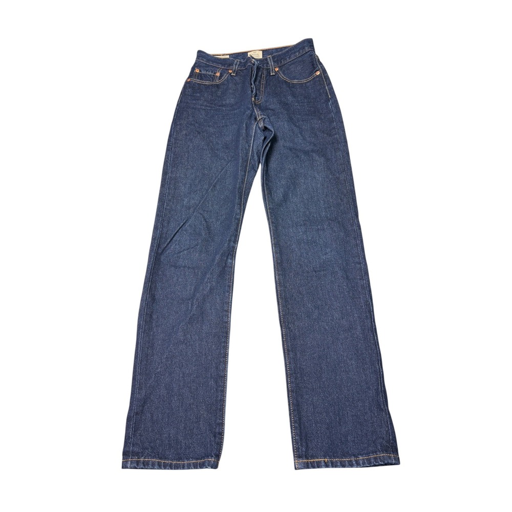 Levis Premium 501 Original Jeans Dark Wash Straight Leg Womens W25 L32 Blank Tab
